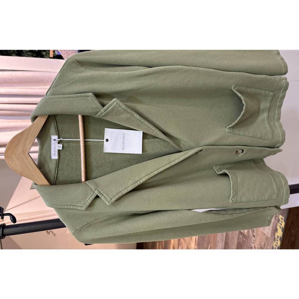NEW MODODOC women's long sleeve french terry blazer in faded fennel